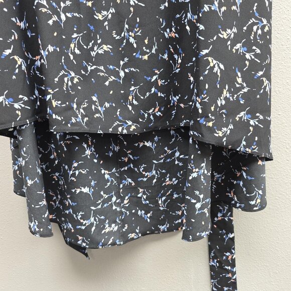 Lane Bryant Dress Womens 16P Black Floral Ruffle Cold Shoulder Belted Midi - Picture 6 of 14